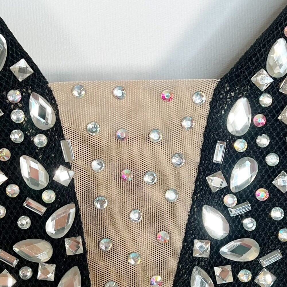 Banjul Beaded Rhinestone Black Bodycon Mini Formal Dress Womens L NWOT - Picture 9 of 16